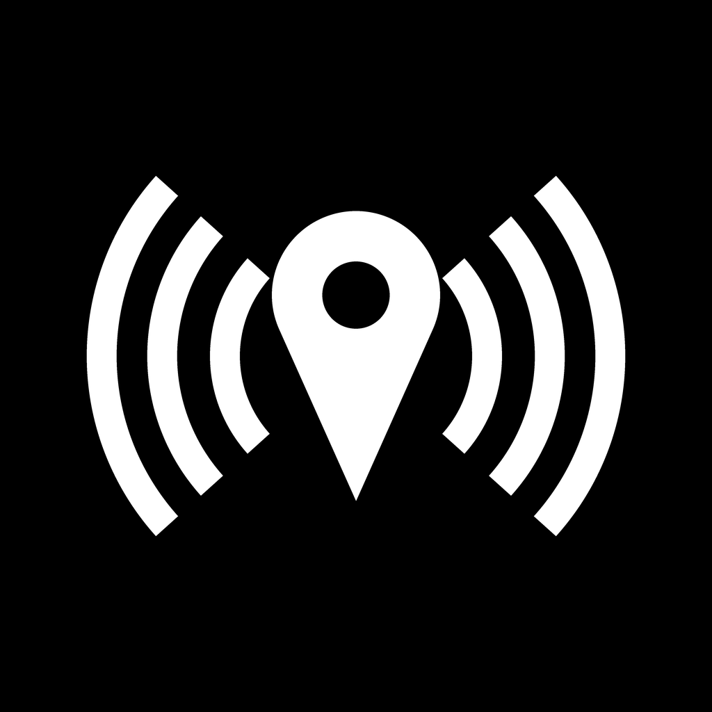 CurbCues app icon: a map marker with sound radiating outward from it